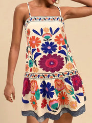 Floral Print Sleeveless Mini Dress