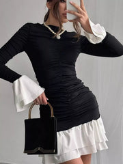 Ruffle Hem Long Sleeve Mini Dress