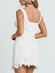Crochet Wide Strap Mini Dress