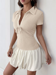 Textured Knit Bubble Hem Mini Dress