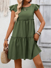 Ruffle Sleeve Tiered Mini Dress