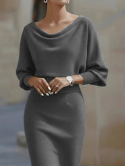 Cowl Neck Knit Bodycon Dress