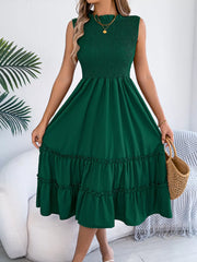 Smocked Sleeveless Tiered Dress