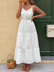 Eyelet Embroidered Cami Dress with Tassel Detail
