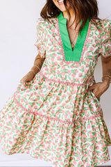Floral Print Tiered Mini Dress