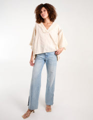 V Front Crochet Fringe Kimono Top
