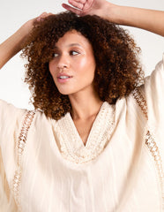 V Front Crochet Fringe Kimono Top