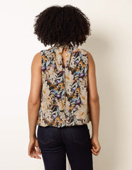 Sleeveless Watercolour Puff Hem Blouse