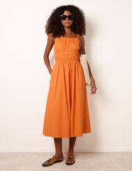Ruched Binding Strappy Midi Dress