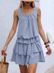 Sleeveless Ruffle Layered Mini Dress