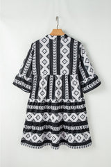 Geometric Print Ruffle Hem Mini Dress