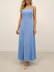 Slit Wide Strap Maxi Dress
