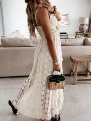 Full Size Ruffled Lace V-Neck Maxi Dress Plus Size