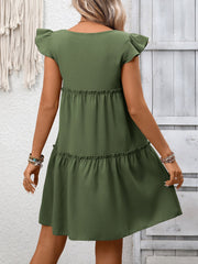 Ruffle Sleeve Tiered Mini Dress