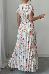 Floral Print Pleated Maxi Dress