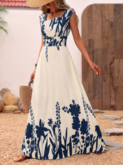 Printed Square Neck Maxi Dress