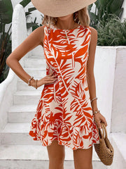 Ruffle Hem Sleeveless Mini Dress