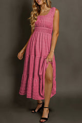 Scoop Neck Wide Strap Midi Dress