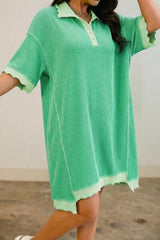Casual Polo Collar Half Sleeve Mini Dress