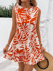 Ruffle Hem Sleeveless Mini Dress