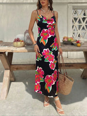 Floral Print Spaghetti Strap Midi Dress