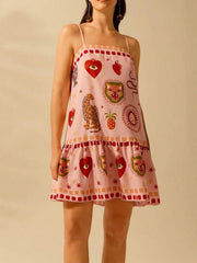 Printed Ruffle Hem Mini Dress