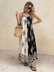 Color Block Floral Print Cami Dress