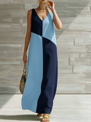Color Block Sleeveless Maxi Dress