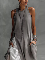 Two-Tone Sleeveless Maxi Dress