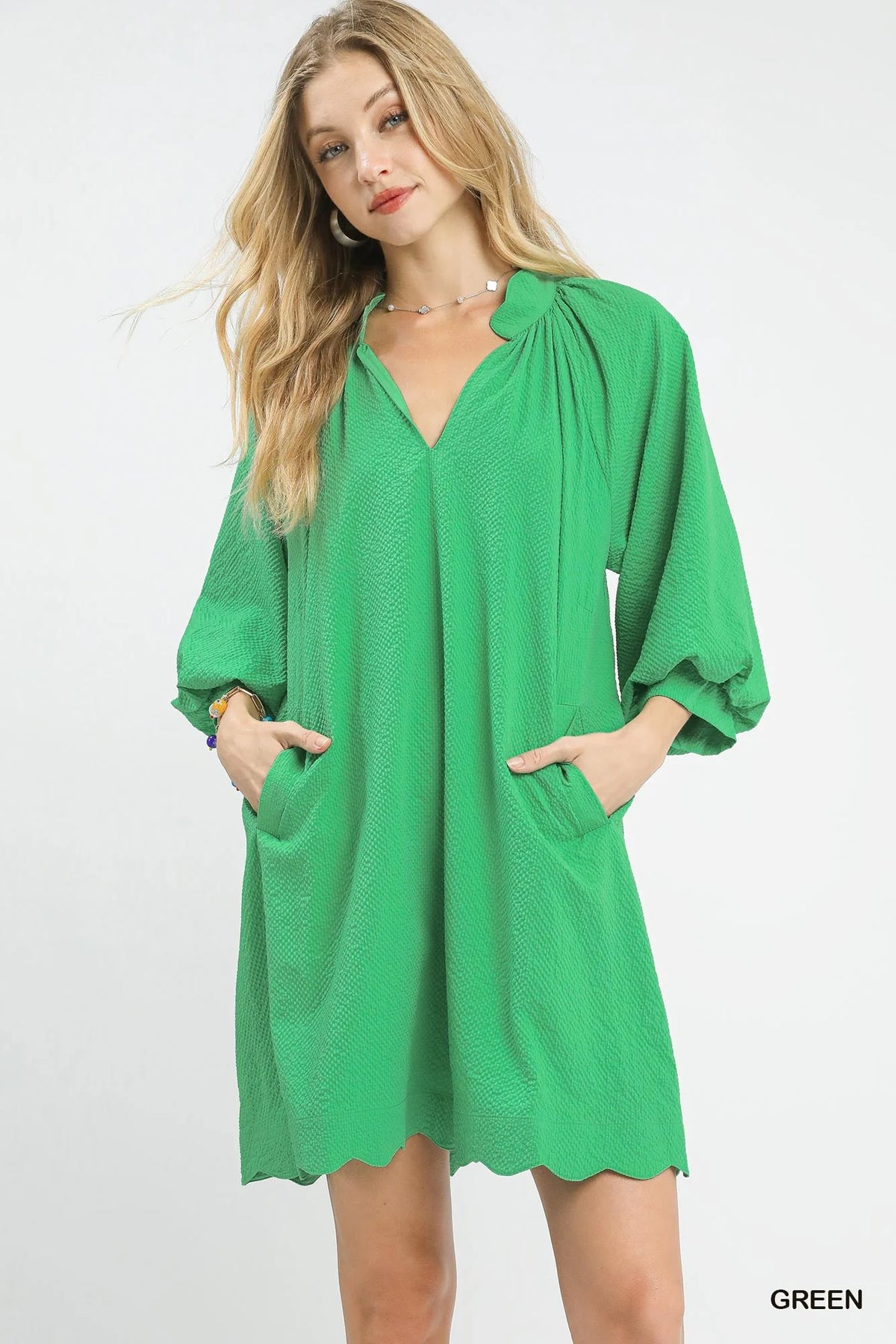 Umgee Textured Pocket Mini Dress