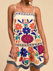 Floral Print Sleeveless Mini Dress