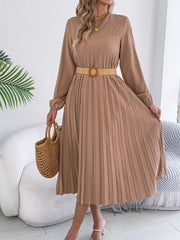 Pleated A-Line Midi Dress