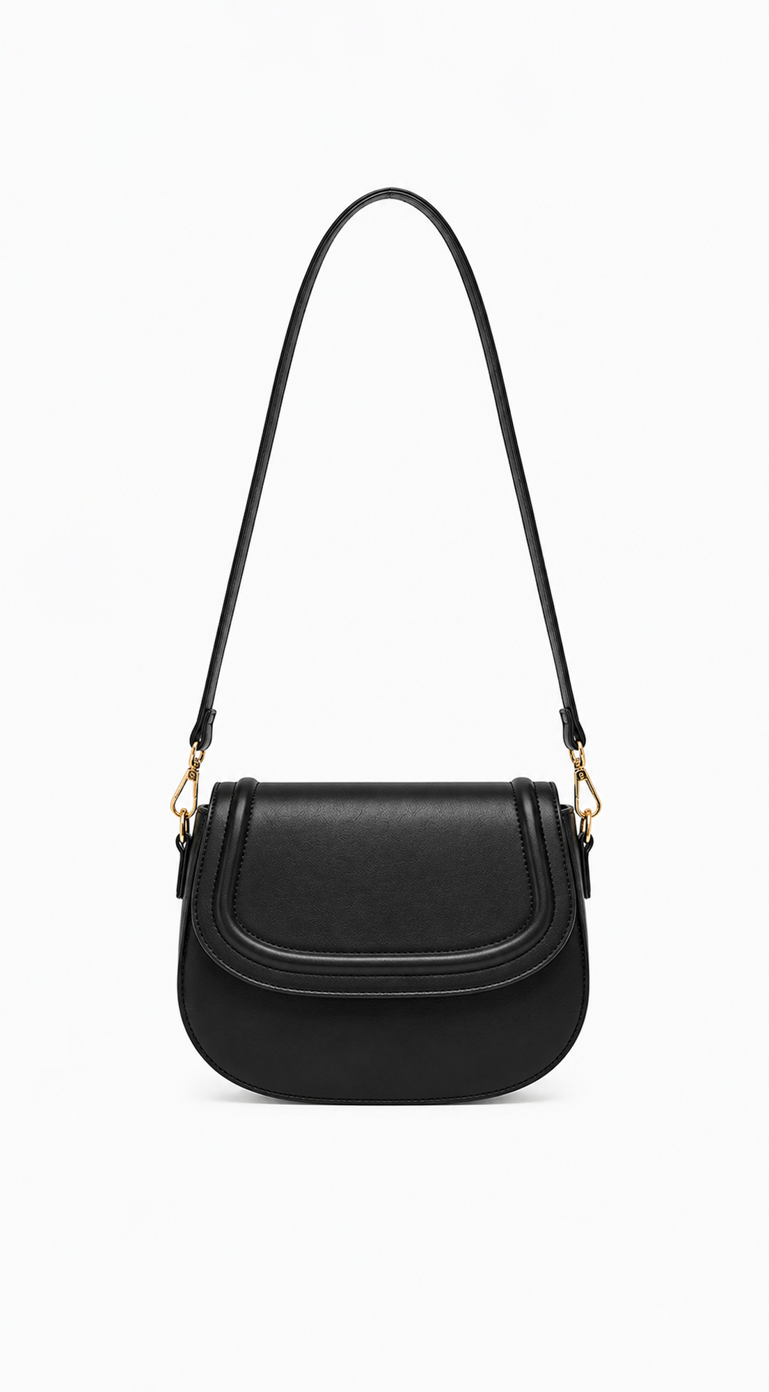 Faux Leather Crossbody Bag - Black