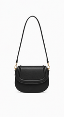 Faux Leather Crossbody Bag - Black