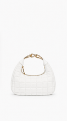 Lux Quilted Faux Leather Hobo Bag - White