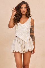 Ocean Mirage Sequin Top - Cream