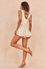 Ocean Mirage Sequin Top - Cream