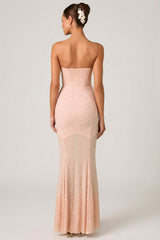 Embellished Sweetheart-Neck Fishtail Gown in Dusty Rose