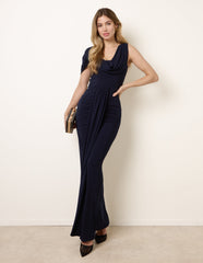 Interlock Twist Yarn Drape Detail Off Shoulder Dress