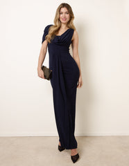 Interlock Twist Yarn Drape Detail Off Shoulder Dress