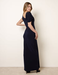 Interlock Twist Yarn Drape Detail Off Shoulder Dress
