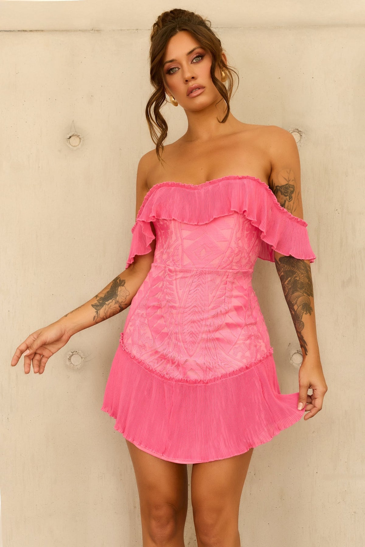 Venetian Summer Dress - Hot Pink