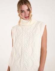 Roll Neck Cable Knit Vest