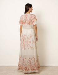 Floral Print Button Front Maxi Dress